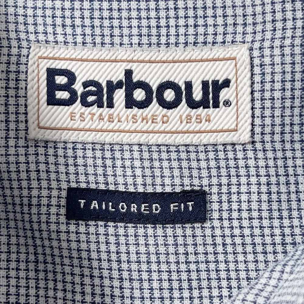 Barbour Linen Lyocell Blend Tailord Fit Shirt Mens Sz M Check Long Sleeve - Picture 7 of 15